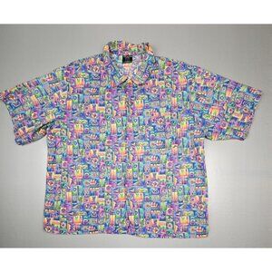 Toucan Dance Hawaiian‎ Button Up Shirt Mens XL. Vintage 90s Nautical All Over.